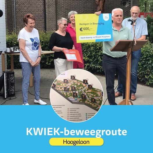 Uitreiking cheque door Kempen in Beweging voor de KWIEK-beweegroute