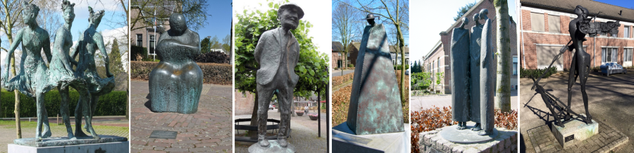 zes standbeelden uit elk dorp van de gemeente Eersel