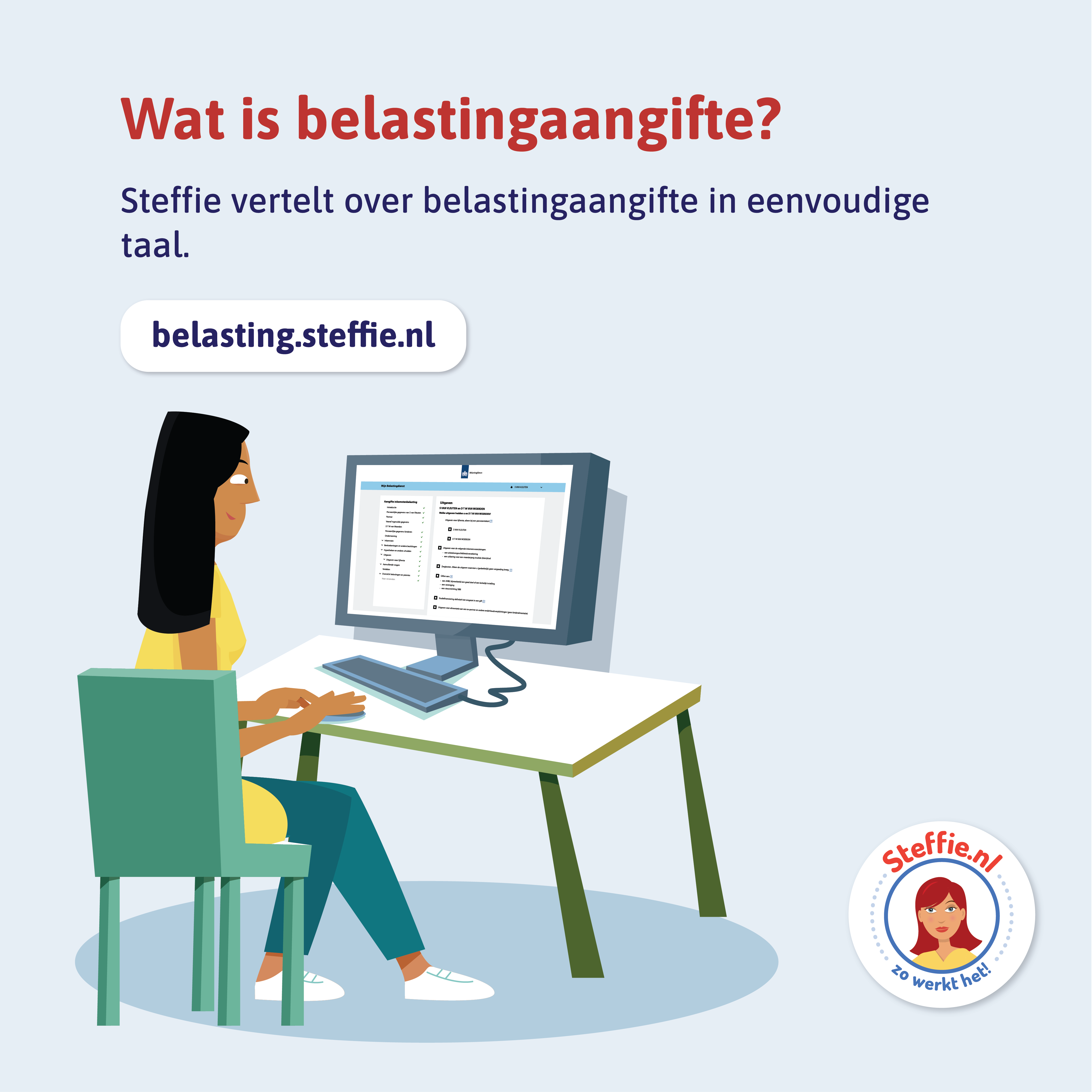 Vrouw achter de computer