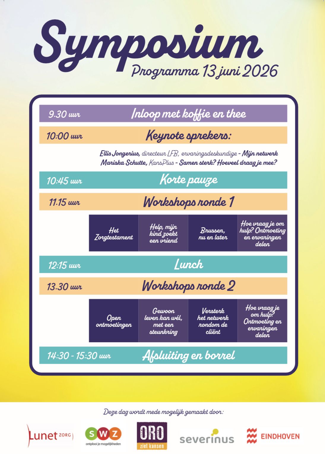 Programma overzicht 13 juni 2026