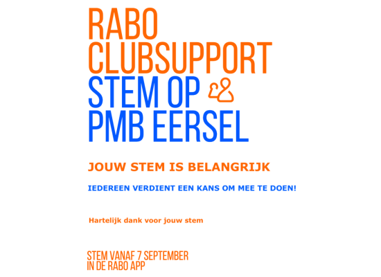 Oproep stem op PMB Eersel ivm Rabo ClubSupport