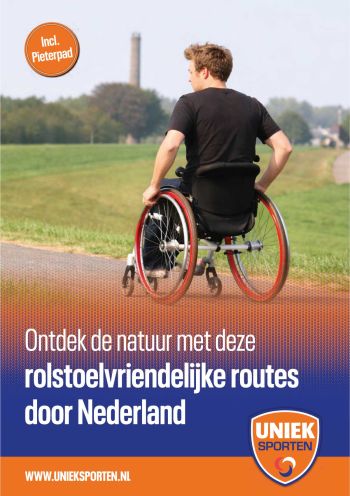 Voorpagina boekje Uniek Sporten met 12 rolstoelwandelingen inclusief het Pieterpad